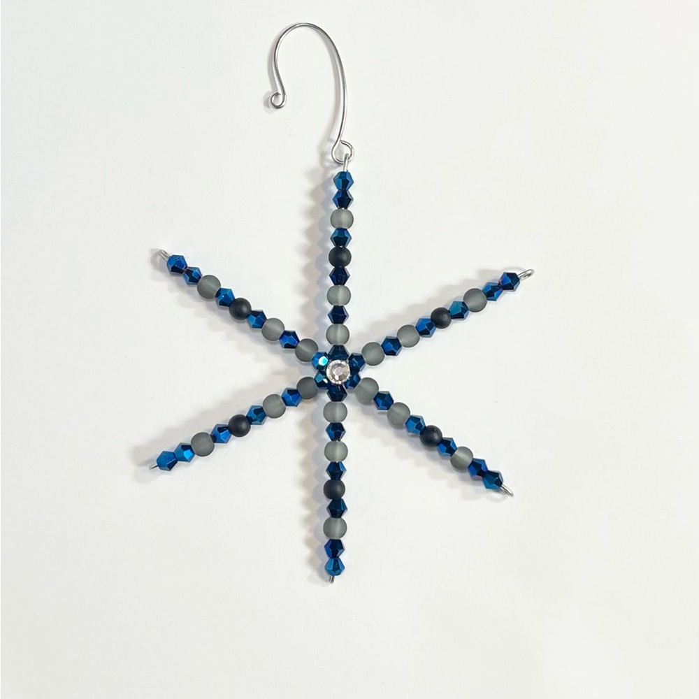 Blue Beaded Snowflake Ornament